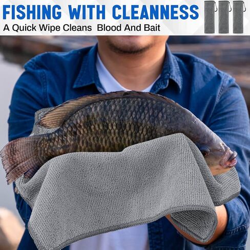6 Pcs Fishing Towels with Clip 16'' x 16'' Microfiber Golf Towels with 2 Heavy Duty Zinger Retractor and 6 Clips Ultra Absorbent Disc Golf Towel with Clip for Fly Fishing, Kayaking, Hiking in Kuwait