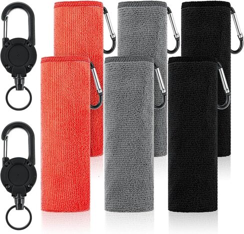 6 Pcs Fishing Towels with Clip 16'' x 16'' Microfiber Golf Towels with 2 Heavy Duty Zinger Retractor and 6 Clips Ultra Absorbent Disc Golf Towel with Clip for Fly Fishing, Kayaking, Hiking in Kuwait