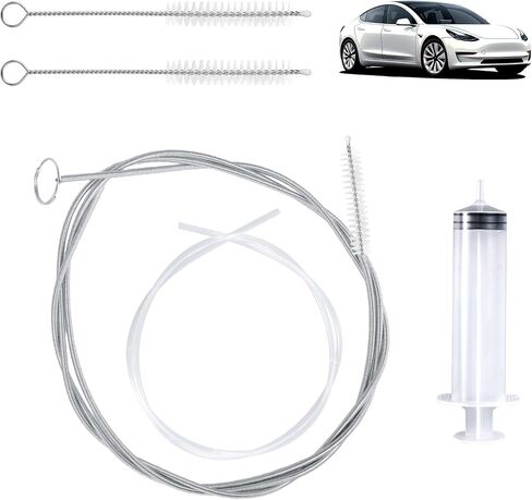 Auto Sunroof Drain Cleaning Tool Kit, 55.1in Long Pipe Cleaners with Tube Cleaning Brush Syringe Hose Syringe Flexible Soft Drain Brush for Car Sunroof Trunk Wiper Hole (Spring Type) in Saudi Arabia