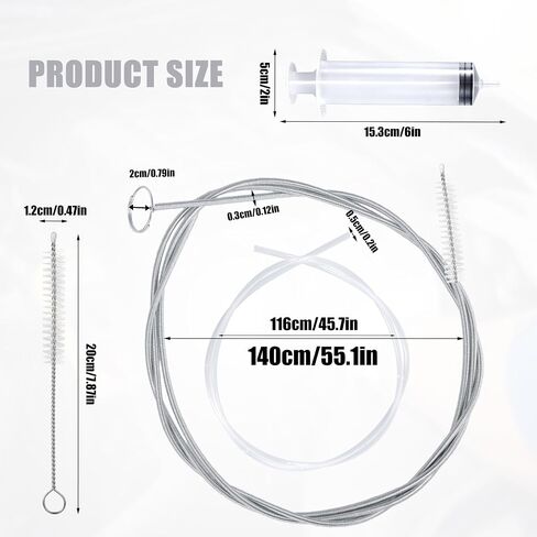 Auto Sunroof Drain Cleaning Tool Kit, 55.1in Long Pipe Cleaners with Tube Cleaning Brush Syringe Hose Syringe Flexible Soft Drain Brush for Car Sunroof Trunk Wiper Hole (Spring Type) in Saudi Arabia