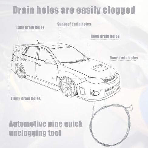 Auto Sunroof Drain Cleaning Tool Kit, 55.1in Long Pipe Cleaners with Tube Cleaning Brush Syringe Hose Syringe Flexible Soft Drain Brush for Car Sunroof Trunk Wiper Hole (Spring Type) in Saudi Arabia