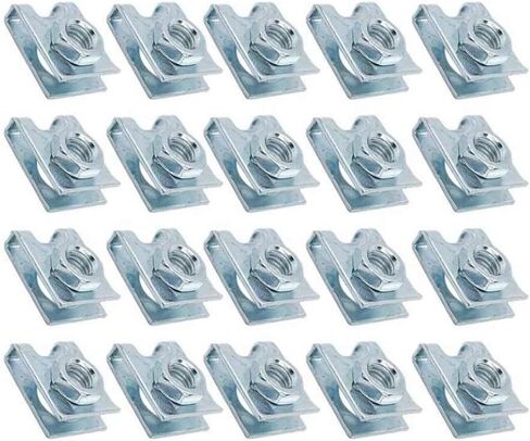 20pcs مقاطع معدنية من نوع U-type مع M6 من المكسرات لتثبيت لوحة الترخيص وتركيب الإبزيم الزخرفي (الفضة) in Saudi Arabia