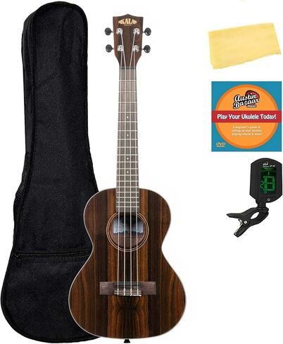 Kala KA-ZCT-T Ziricote Tenor Ukulele Bundle with Hard Case, Tuner, Austin Bazaar Instructional DVD, and Polishing Cloth in Saudi Arabia