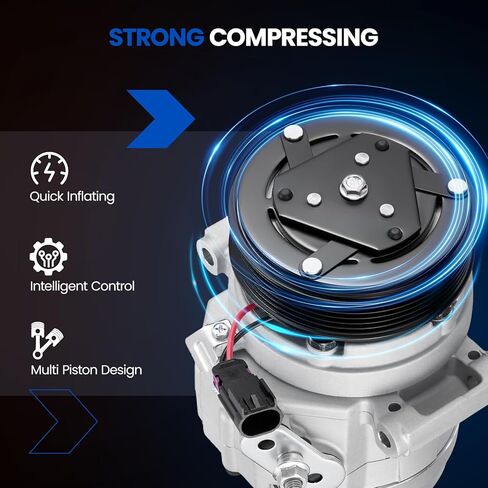 68649 ضاغط تكييف الهواء A/C مع قابض متوافق مع Ford Fusion 3.5L 2010-2012 ، متوافق مع Lincoln MKZ 3.5L 2007-2012 ، SP17 Style ، 6 أخاديد in Saudi Arabia