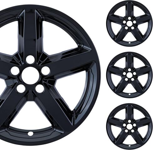 18" Gloss Black Wheel Skin Set Made for Ford Explorer (2016-2019) | Durable ABS Plastic Cover Hubcap | Fits Directly Over OEM Wheel in Saudi Arabia