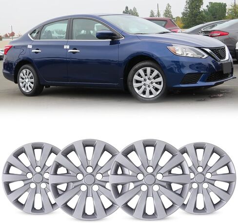 Autowiki 16 "Hubcaps Wheel Covers for 2013-2019 Nissan Sentra & 2011-2017 Nissan Leaf Wheel Rim تغطي مجموعة محور 16 بوصة من 4 (Silverlacquer) in Saudi Arabia
