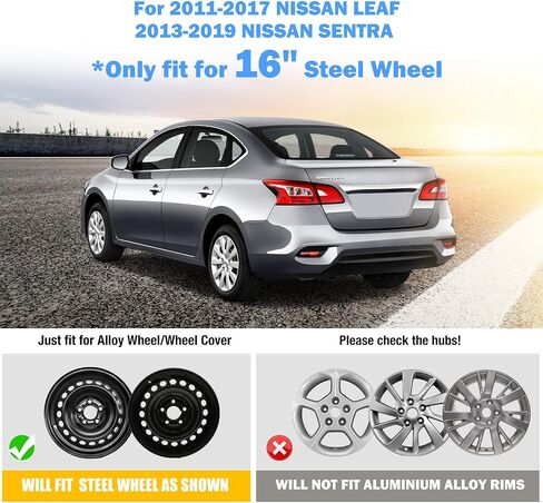 Autowiki 16 "Hubcaps Wheel Covers for 2013-2019 Nissan Sentra & 2011-2017 Nissan Leaf Wheel Rim تغطي مجموعة محور 16 بوصة من 4 (Silverlacquer) in Saudi Arabia