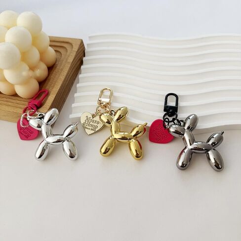 Cute Jelly Balloon Dog Heart Keychain Valentine's Day Gift for Women Car Keys Handbag Purse Backpack Pendant Key Chains in Kuwait