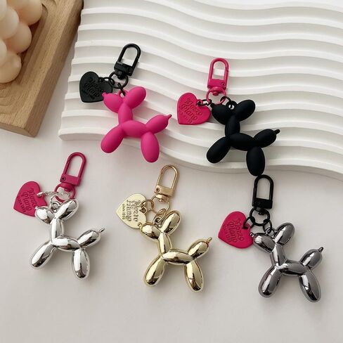 Cute Jelly Balloon Dog Heart Keychain Valentine's Day Gift for Women Car Keys Handbag Purse Backpack Pendant Key Chains in Kuwait