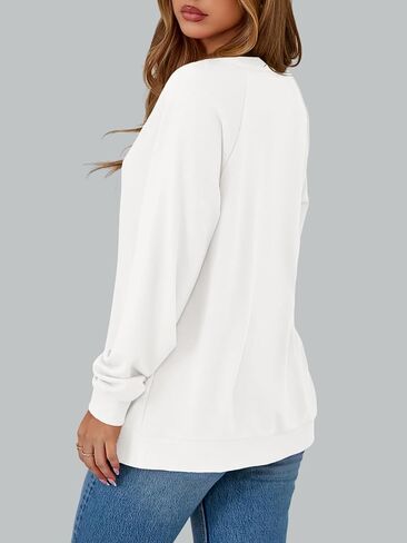 Tankaneo Womens V Neck Long Sleeve Sweatshirts Trendy Casual Lightweight Fall Tops Loose Fit Pullover Shirts in Saudi Arabia