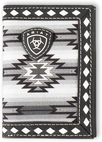 Ariat Trifold Diamond Lace Southwest Fabric Wallet ، Black in Saudi Arabia