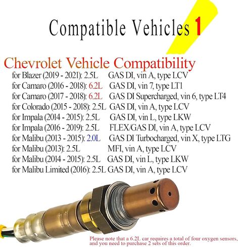 مستشعر الأوكسجين O2 في اتجاه المنبع ، يتناسب مع Buick Envision ، Lacrosse ، Regal & Cadillac ATS ، CTS & Chevrolet Blazer ، Camaro ، Colorado ، Impala ، Malibu & GMC Acadia ، Canyon 2PCS in Kuwait