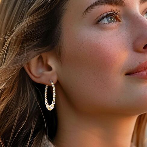 Ross-Simons Italian 3-6mm Sterling Silver و 18kt الذهب على أقراط حبة الجنيه الاسترليني in Saudi Arabia