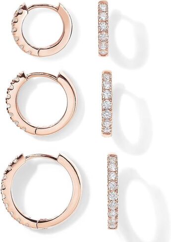 Earrings 18k Real Gold Plated Small Ear Ring Set Huggie Ring Earrings WithCartilage Perforation EarBuckle for Women and men, Small Ring Earrings 8mm, 10mm, 12mm（Rose Golden） in Kuwait