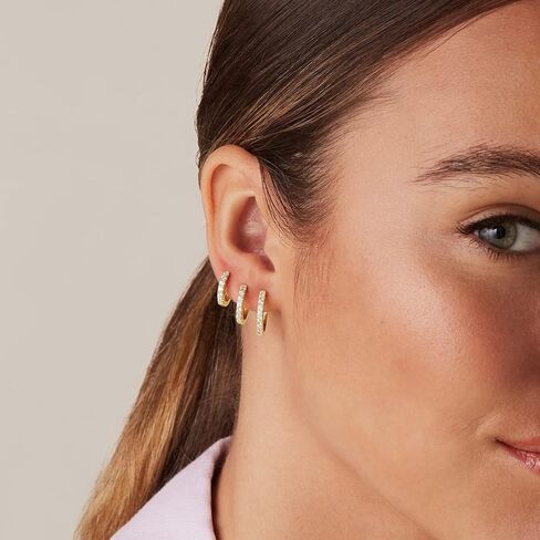 Earrings 18k Real Gold Plated Small Ear Ring Set Huggie Ring Earrings WithCartilage Perforation EarBuckle for Women and men, Small Ring Earrings 8mm, 10mm, 12mm（Rose Golden） in Kuwait