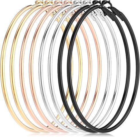 4Pcs Stainless Steel Hoop Earrings, Large Circle Silver Hoop Cartilage Gold Silver Rose gold Black Oversize Earrings for Women in Saudi Arabia