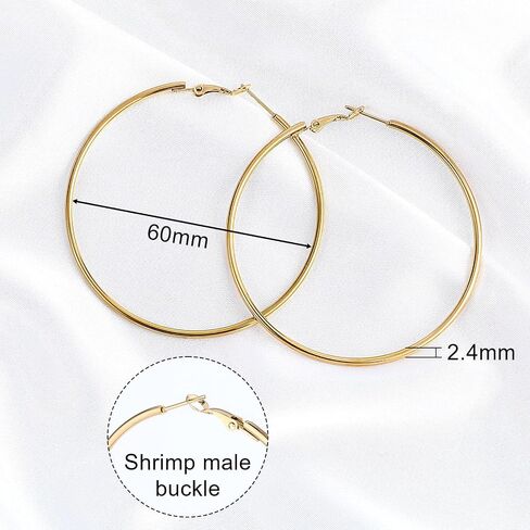 4Pcs Stainless Steel Hoop Earrings, Large Circle Silver Hoop Cartilage Gold Silver Rose gold Black Oversize Earrings for Women in Saudi Arabia