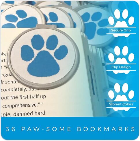 Purple Paw Print Bookmarks for Kids – Mascot Clip Over The Page Book Markers—Cute Animal Bookmarks for Reading Rewards, Classroom Prizes, Teacher Gifts, Inspiring Kids’ Accessories—36 Pack in Kuwait