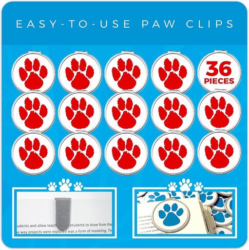 Purple Paw Print Bookmarks for Kids – Mascot Clip Over The Page Book Markers—Cute Animal Bookmarks for Reading Rewards, Classroom Prizes, Teacher Gifts, Inspiring Kids’ Accessories—36 Pack in Kuwait