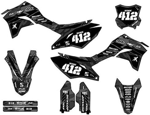 2020-2025 KLX 300 R Apache Gray Senge Graphics Kit مع Rider I.D. متوافق مع كاواساكي in Kuwait