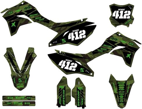 2020-2025 KLX 300 R Apache Gray Senge Graphics Kit مع Rider I.D. متوافق مع كاواساكي in Kuwait