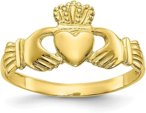 الصلبة 10K صفراء ذهبية السيدات الأيرلندية Claddagh سلتيك الفرقة in Kuwait