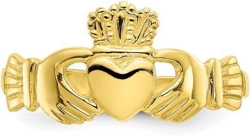 الصلبة 10K صفراء ذهبية السيدات الأيرلندية Claddagh سلتيك الفرقة in Kuwait