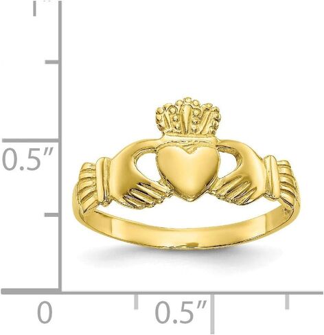 الصلبة 10K صفراء ذهبية السيدات الأيرلندية Claddagh سلتيك الفرقة in Kuwait