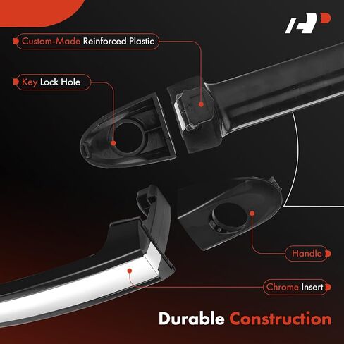 A-Premium Front Driver Side Exterior Door Handle with Keyhole Compatible with Hyundai Santa Fe 2007-2012, Primed Black & Chrome Insert in Saudi Arabia