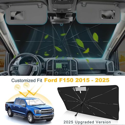 2025 ترقية الزجاج الأمامي الظل الظل مظلة مخصصة ل Ford F150 2015-2023 2024 2025 غطاء سيارة حماية للأشعة فوق البنفسجية قابلة للطي ، ودرع المطر الطوارئ وحماية لوحة القيادة - ملحق تلقائي متين in Kuwait
