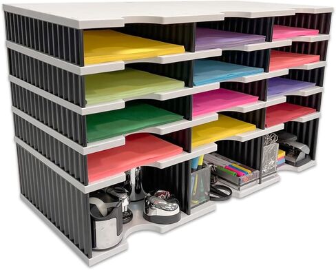 Ultimate Office Desktop Organizer 9 أحرف مرفوفة صينية بالإضافة إلى قاعدة تخزين الناهض لسهولة الوصول إلى فتحات منخفضة وملحقات ومواد مكتبية. الملف الاختياري topper والأدراج in Saudi Arabia