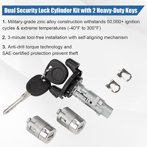 اسطوانة قفل الاشتعال 2 OEM Direct - PSLER مع 2 مفاتيح (704600/702912/598007) لعام 1999-2000 Chevy Silverado 1500/2500 ، Suburban ، Tahoe ؛ GMC Sierra 1500/2500 ، Yukon - استبدال مفتاح السيارات in Saudi Arabia