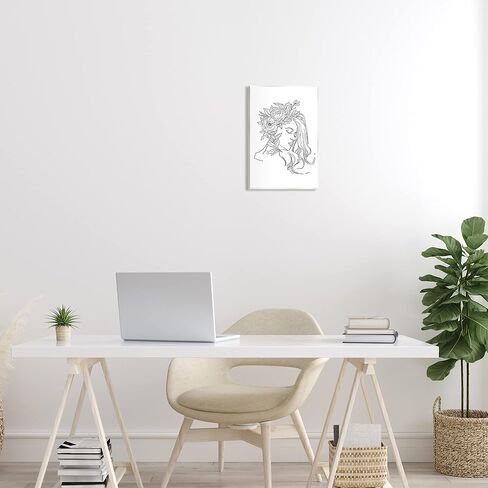 Stupell Industries Woman Face Detailed Blossoming Flowers Line Drawing Wood Wall Art, Design By Ziwei Li in Saudi Arabia