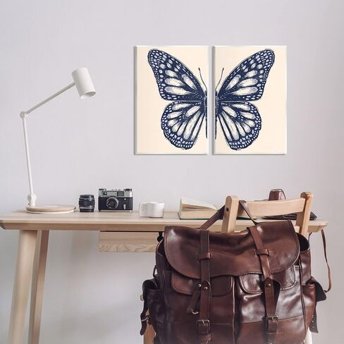 Stupell Industries Intricate Butterfly Wings Detail Bold Insect Drawing 2pc set Wood Wall Art, Design by Caroline Alfreds in Saudi Arabia