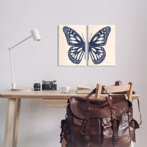 Stupell Industries Intricate Butterfly Wings Detail Bold Insect Drawing 2pc set Wood Wall Art, Design by Caroline Alfreds in Saudi Arabia