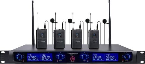 Sound Town 4 Channels Professional UHF Wireless Microphone System with Rack Mountable Metal Receiver and 4 Handheld Mics, for Church, School, Outdoor Wedding, Meeting, Party and Karaoke in Saudi Arabia