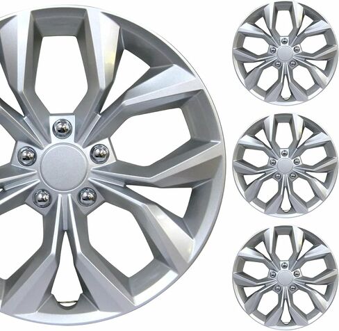 17 "Universal Gloss Black Car Wheel Cover/Hubcap Set | استبدال Snap On | مجموعة من 4 | ملائمة عالمية لحافات الأسهم الأساسية 17 بوصة in Kuwait