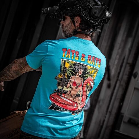 Combat Iron Men's Graphic T-Shirt | Tats and Gats| Cotton-Poly Blend | Athletic Fit, Tagless Comfort in Saudi Arabia