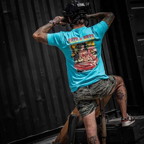 Combat Iron Men's Graphic T-Shirt | Tats and Gats| Cotton-Poly Blend | Athletic Fit, Tagless Comfort in Saudi Arabia