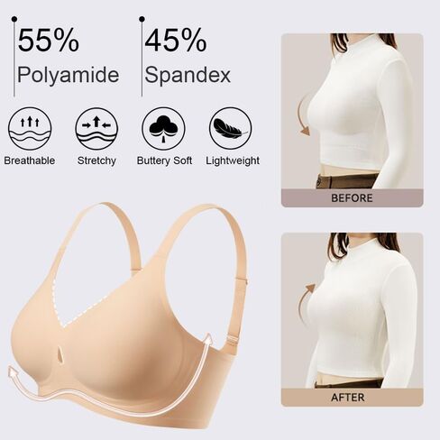 Bras for Women No Underwire Seamless Push Up Full Coverage Supportive Womens Bralettes Everyday Bra in Saudi Arabia