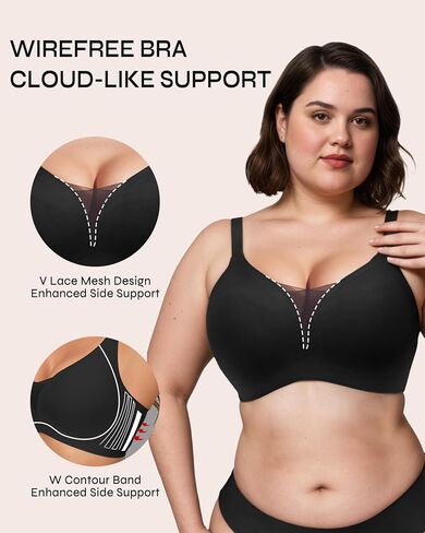 Womens Wireless Bras Mesh Seameliess Married for Barge Bust Coverage Full Pose Up لا ملابس داخلية كل يوم حمالات كل يوم in Kuwait