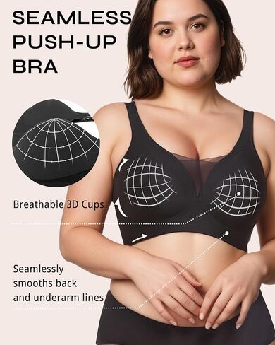 Womens Wireless Bras Mesh Seameliess Married for Barge Bust Coverage Full Pose Up لا ملابس داخلية كل يوم حمالات كل يوم in Kuwait