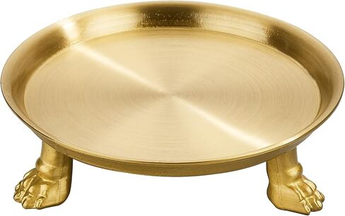 khtumeware 1 Pack 100% Solid Satin Brass Clawfoot Candle Dish - Pedestal Dish - Candle Holder - Jewelry Holder - Perfect for Wax Candles, Rings, and Trinkets in Saudi Arabia