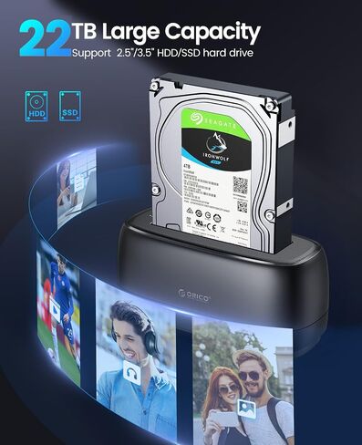 ORICO Hard Drive Docking Station with Offline Clone USB 3.2 Gen 1 to SATA Hard Drive Dock Dual Bay for 2.5&3.5 Inch SSD HDD Up to 40 TB with 12V Power Supply, Tool-Free and UASP Supported (DD28C3-C) in Saudi Arabia