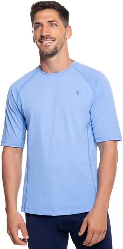 Coolibar Upf 50+ Men's Hightide Short Sweve Swim Shirt - Sun Protection (متوسط طويل القامة الأزرق) in Saudi Arabia