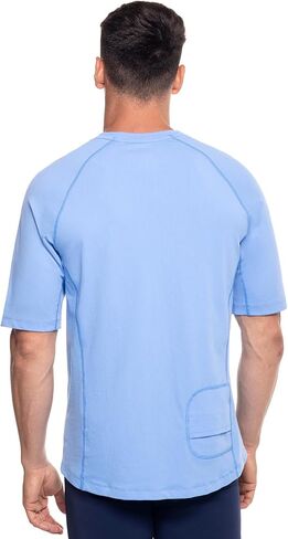 Coolibar Upf 50+ Men's Hightide Short Sweve Swim Shirt - Sun Protection (متوسط طويل القامة الأزرق) in Saudi Arabia