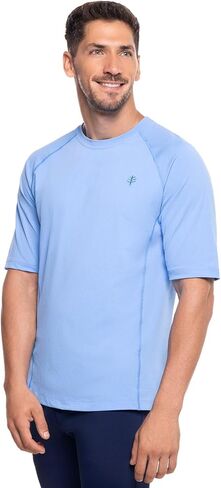 Coolibar Upf 50+ Men's Hightide Short Sweve Swim Shirt - Sun Protection (متوسط طويل القامة الأزرق) in Saudi Arabia