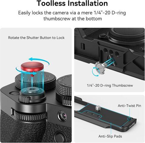 SmallRig X-T5 Handgrip L-Shape Grip for FUJIFILM X-T5 Camera, Built-in Quick Release Plate for Arca, Silicone Side Handle, Shutter Button, Lightweight and Comfort - 4136 in Saudi Arabia