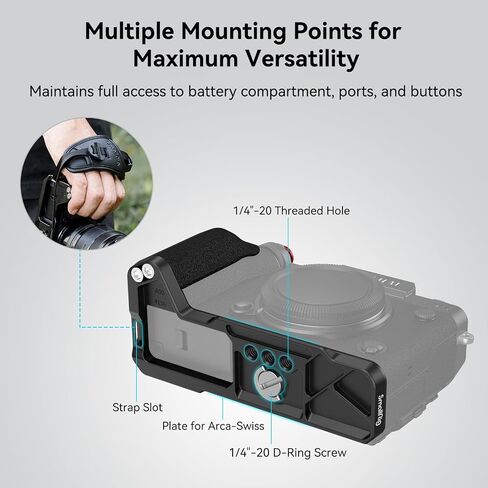 SmallRig X-T5 Handgrip L-Shape Grip for FUJIFILM X-T5 Camera, Built-in Quick Release Plate for Arca, Silicone Side Handle, Shutter Button, Lightweight and Comfort - 4136 in Saudi Arabia
