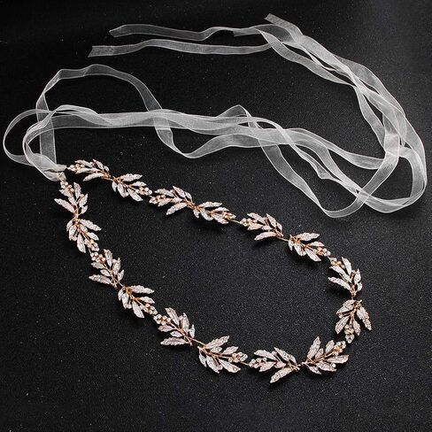 Kesyoo Metal Leaf Bridal Belt Wedding Crystal Bress Bett Belt Bridal Caist Percy Beautiful Associed (Golden) in Kuwait